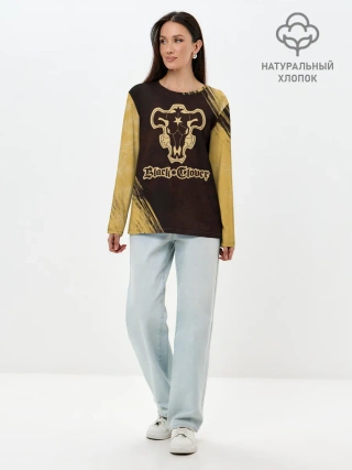 Лонгслив женский. Хлопок / Черный Клевер