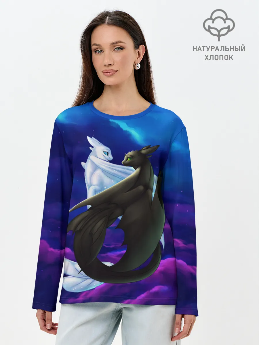Лонгслив женский. Хлопок / Как приручить дракона