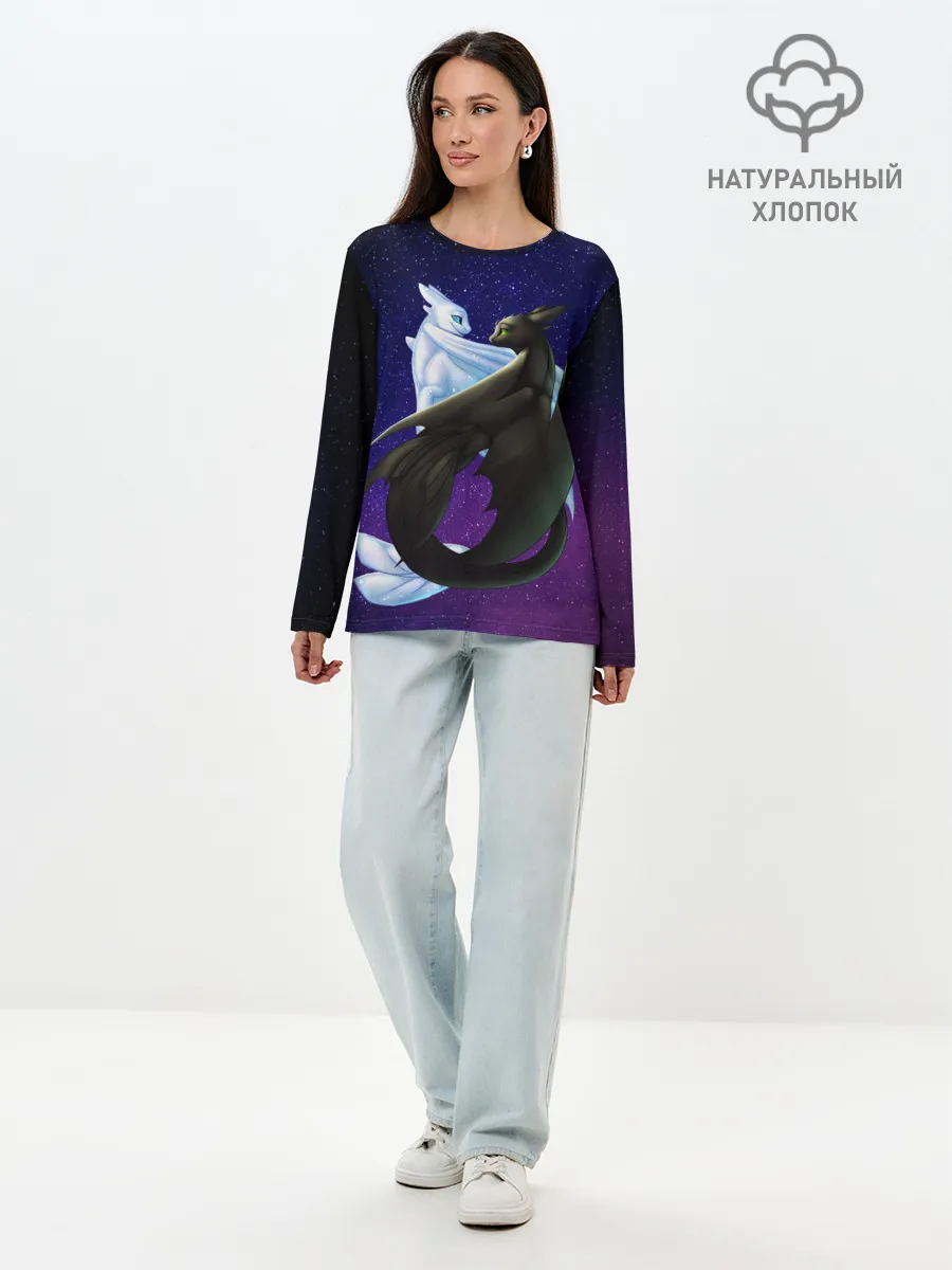 Лонгслив женский. Хлопок / Как приручить дракона