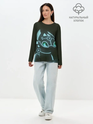 Лонгслив женский. Хлопок / Как приручить дракона