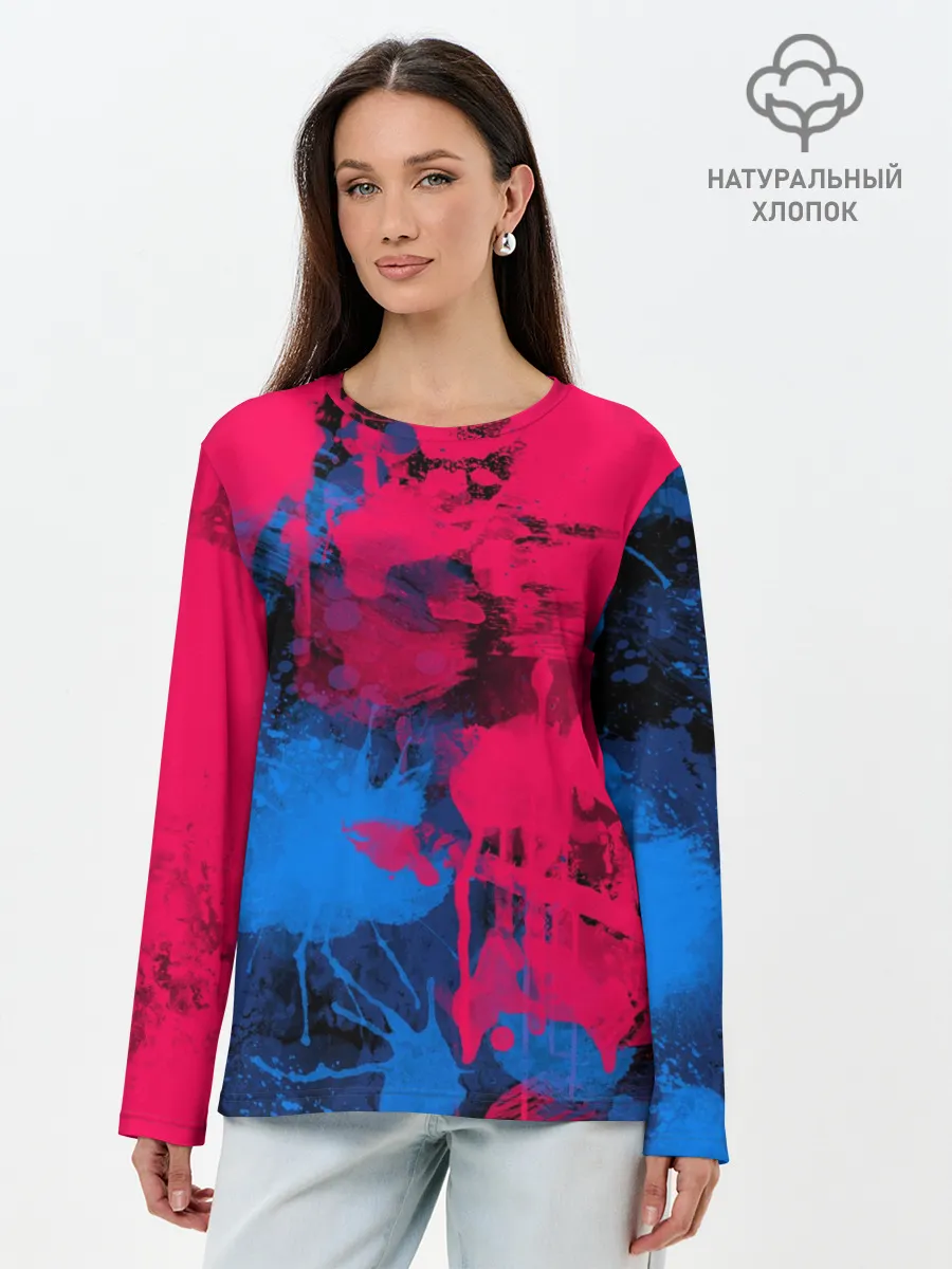 Лонгслив женский. Хлопок / Буря красок