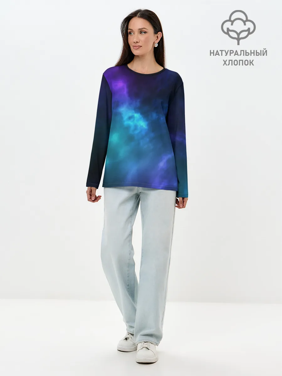 Лонгслив женский. Хлопок / Космос
