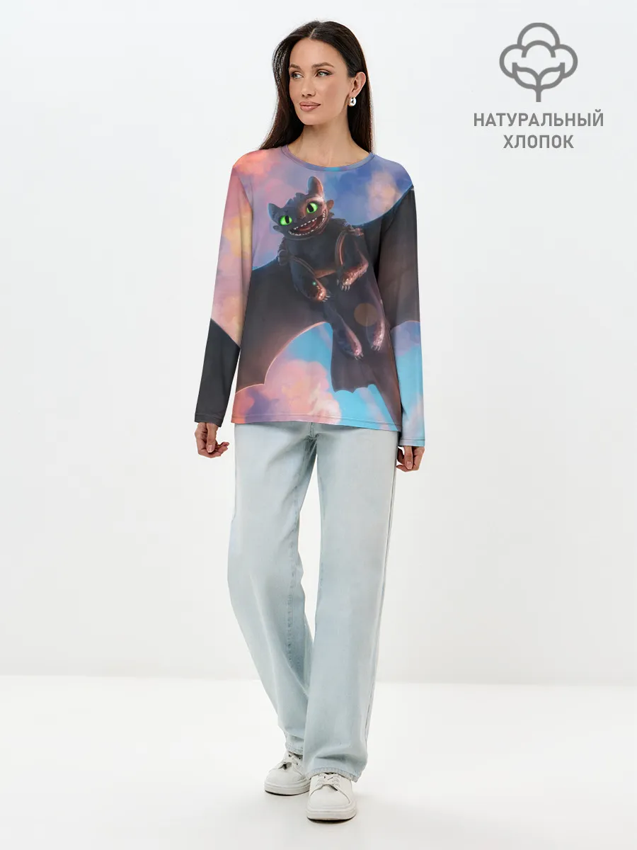 Лонгслив женский. Хлопок / Беззубик