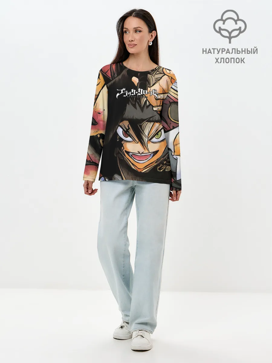 Лонгслив женский. Хлопок / Красочный арт Асты