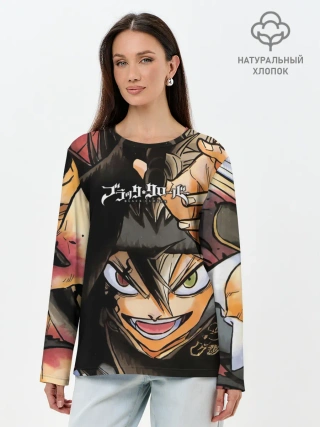 Лонгслив женский. Хлопок / Красочный арт Асты