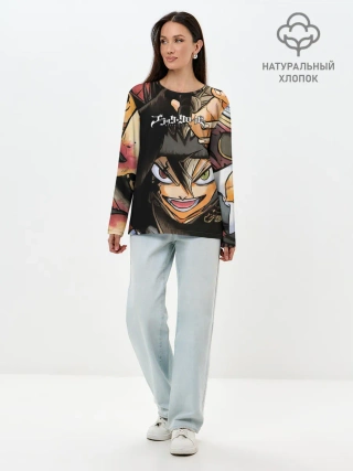 Лонгслив женский. Хлопок / Красочный арт Асты