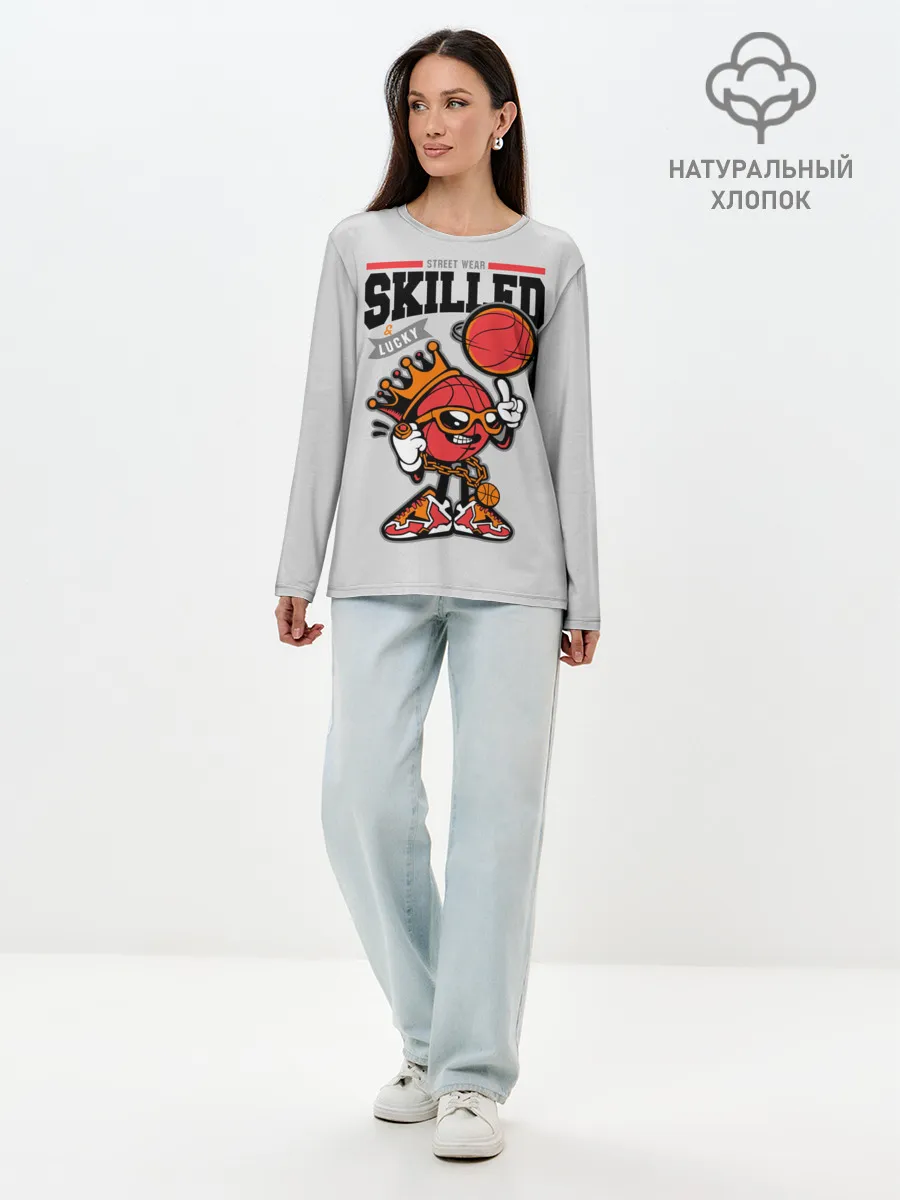 Лонгслив женский. Хлопок / Skilled and lucky