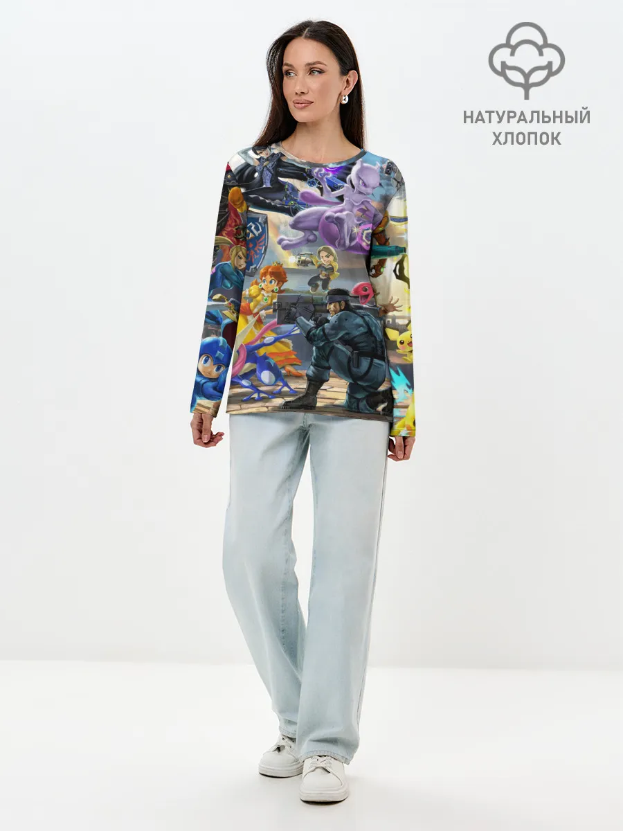 Лонгслив женский. Хлопок / Super Smash Bros ultimate