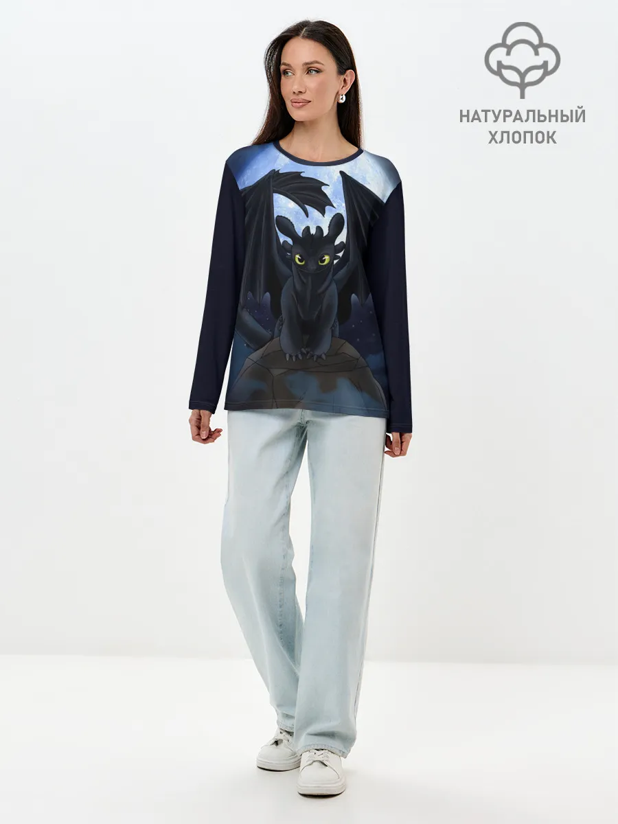 Лонгслив женский. Хлопок / ночная фурия