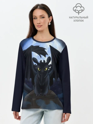 Лонгслив женский. Хлопок / ночная фурия