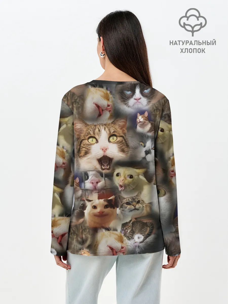 Лонгслив женский. Хлопок / Те самые коты
