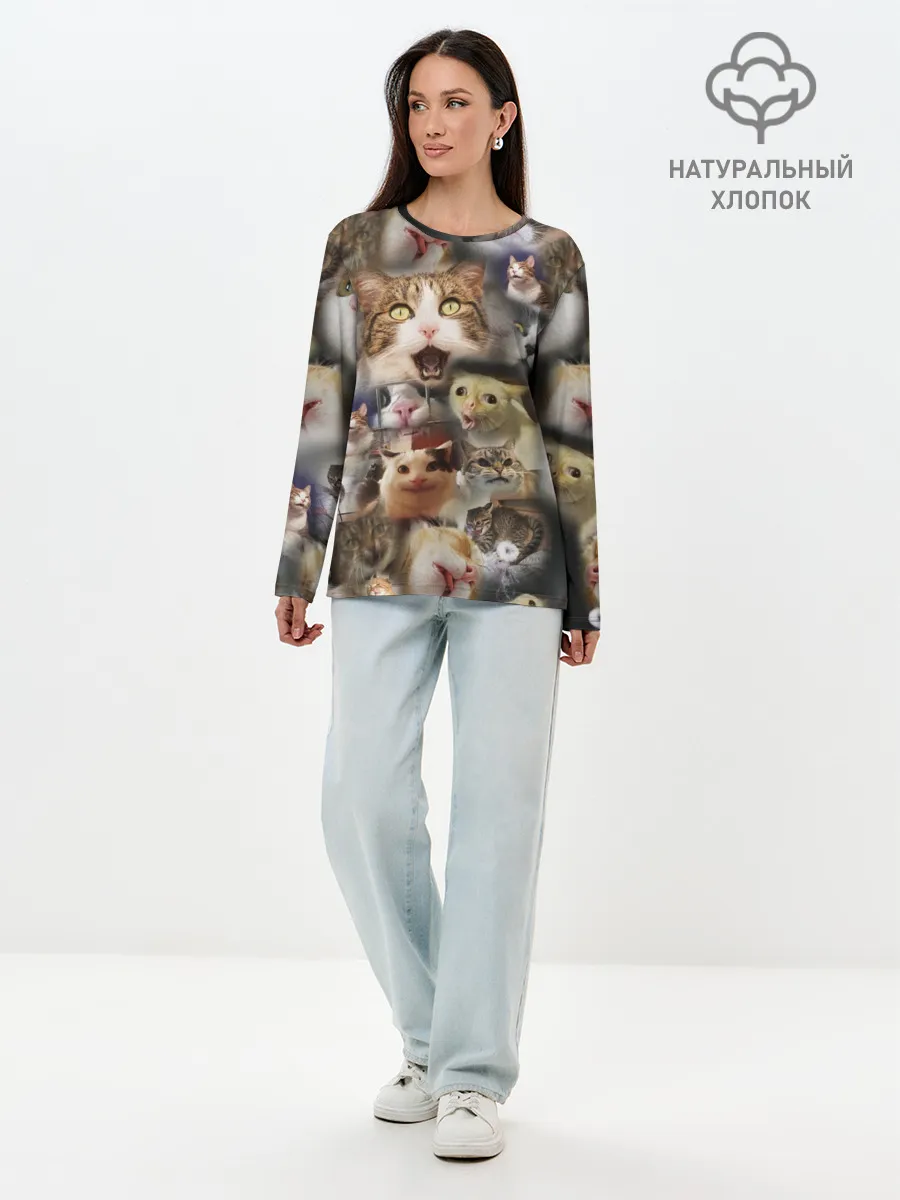 Лонгслив женский. Хлопок / Те самые коты