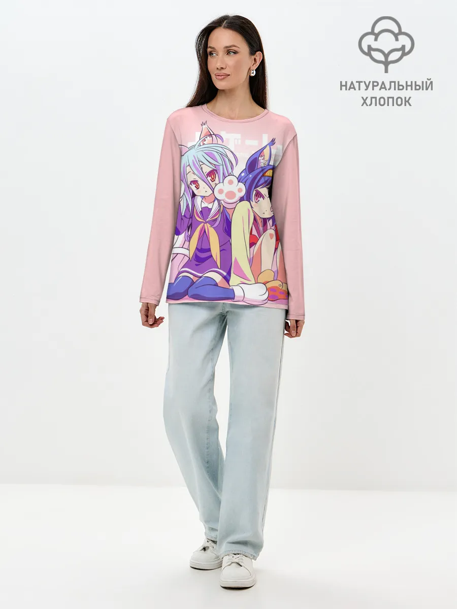 Лонгслив женский. Хлопок / аниме ушки
