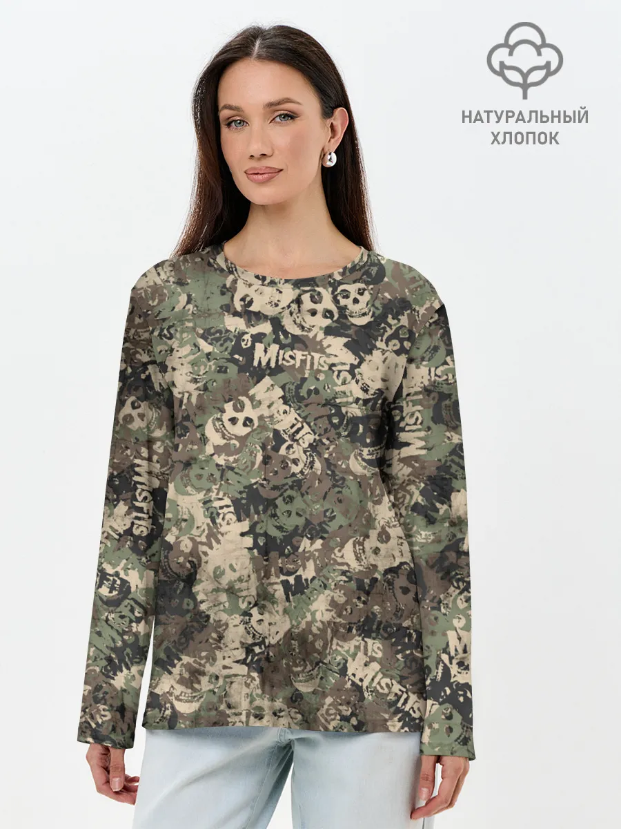Лонгслив женский. Хлопок / Misfits камуфляж