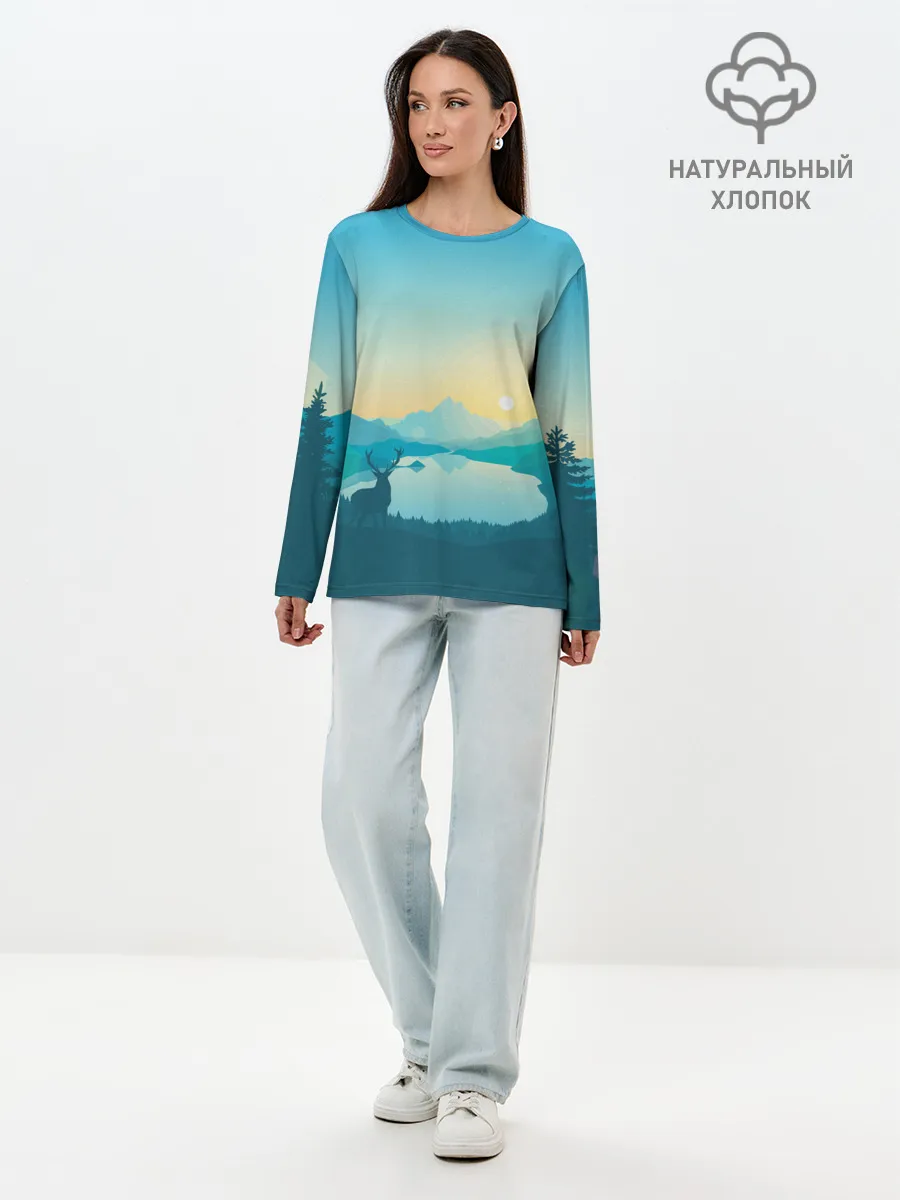 Лонгслив женский. Хлопок / Векторная природа