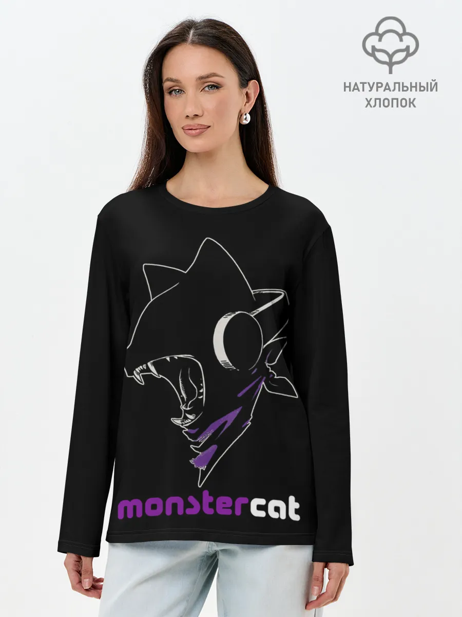 Лонгслив женский. Хлопок / Monstercat