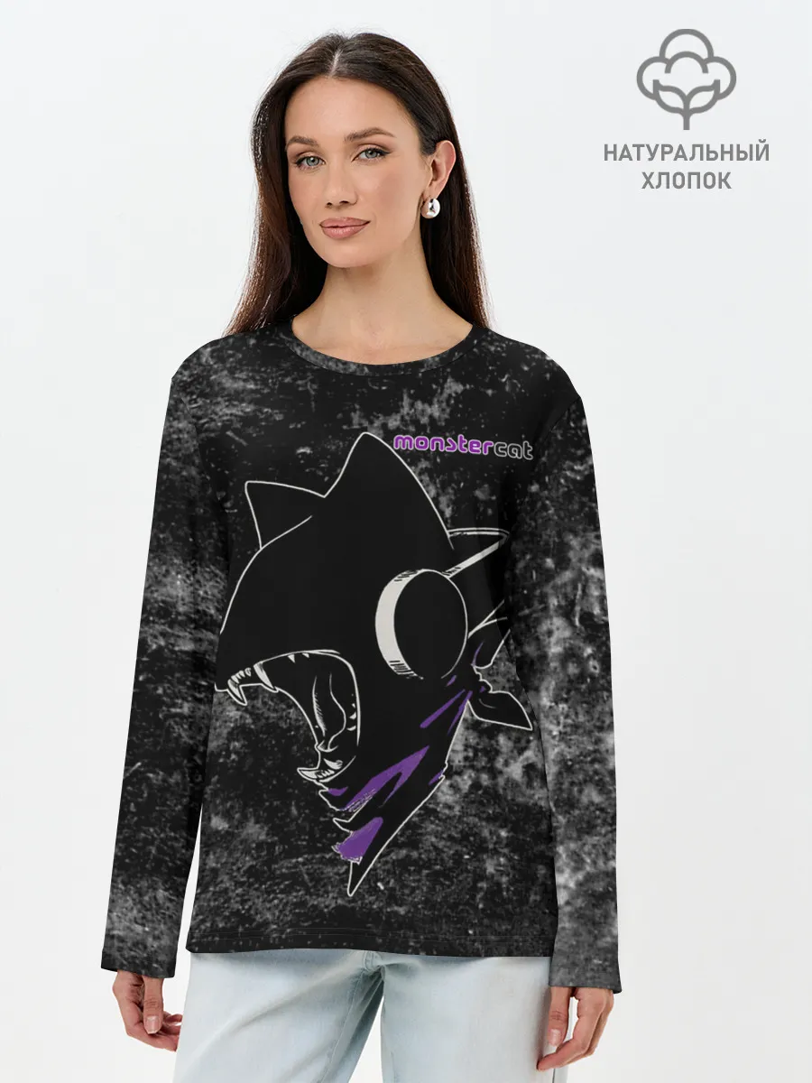 Лонгслив женский. Хлопок / Monstercat