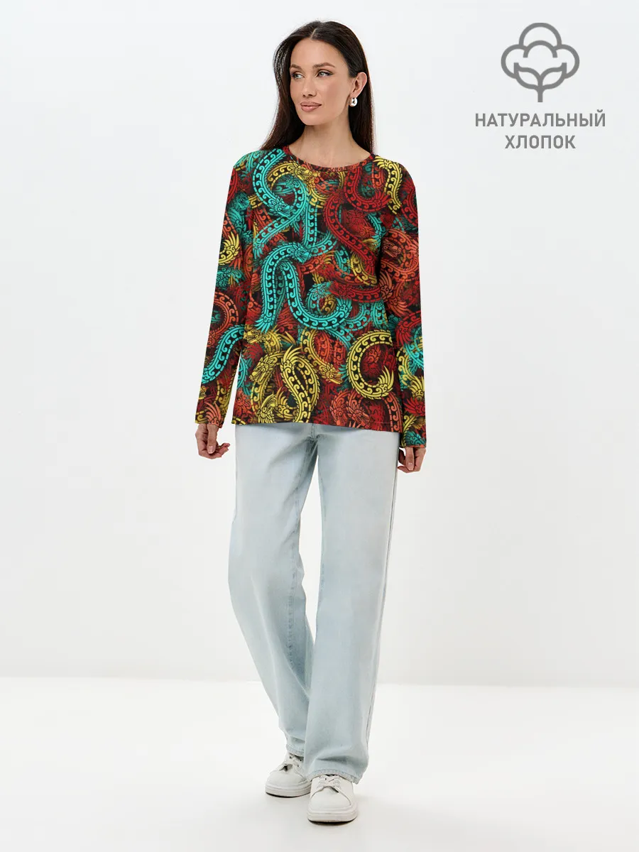 Лонгслив женский. Хлопок / Кетцалькоатли