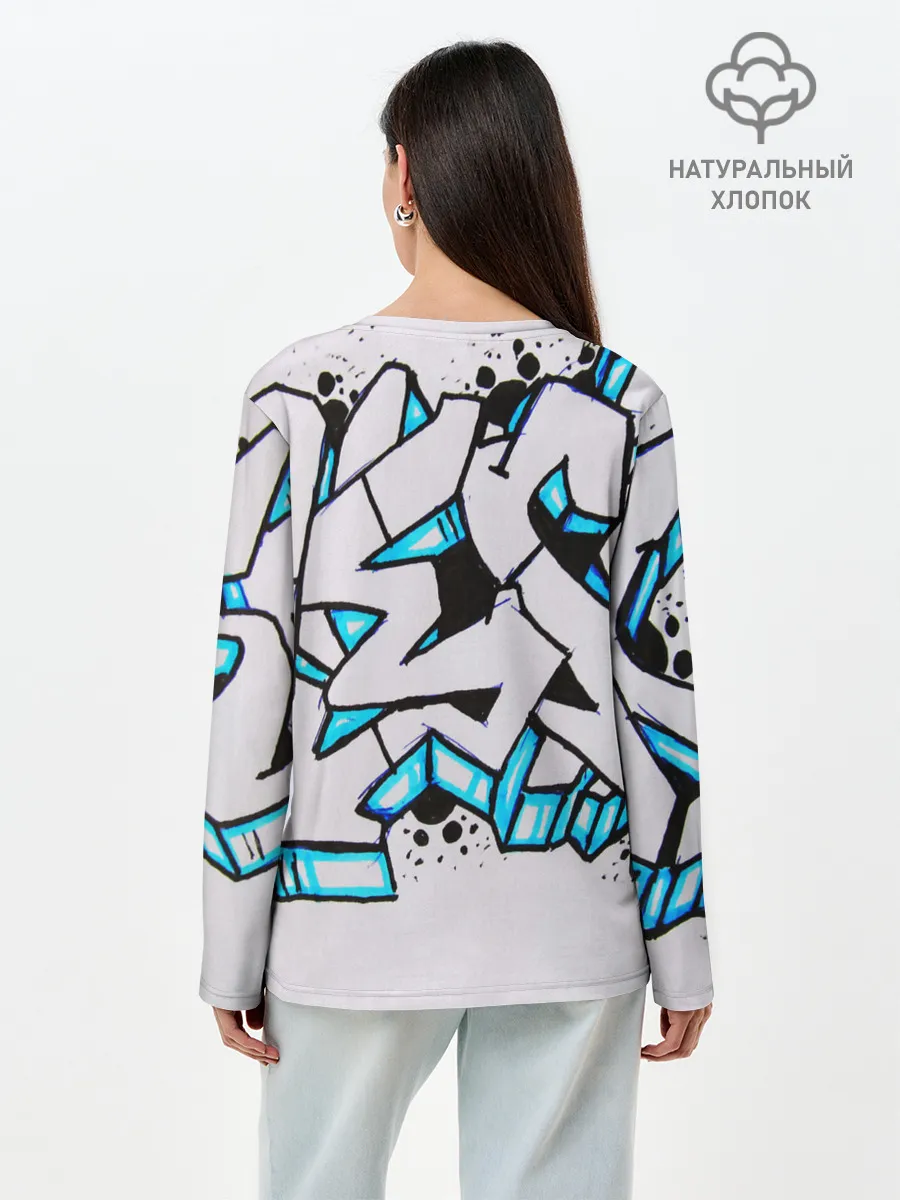 Лонгслив женский. Хлопок / Граффити