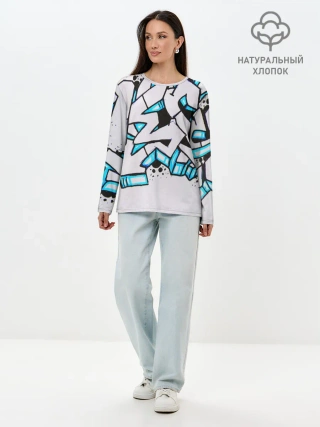 Лонгслив женский. Хлопок / Граффити