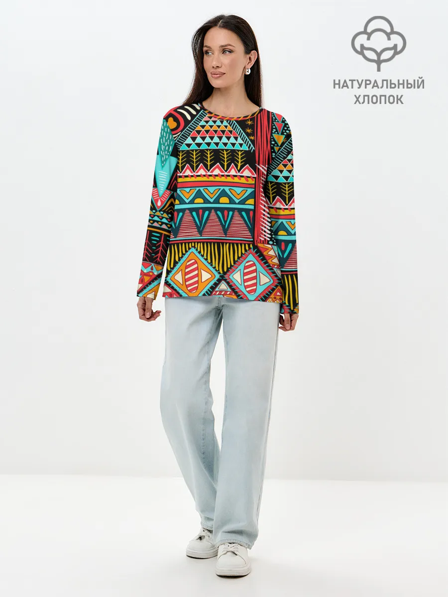 Лонгслив женский. Хлопок / Африканский стиль