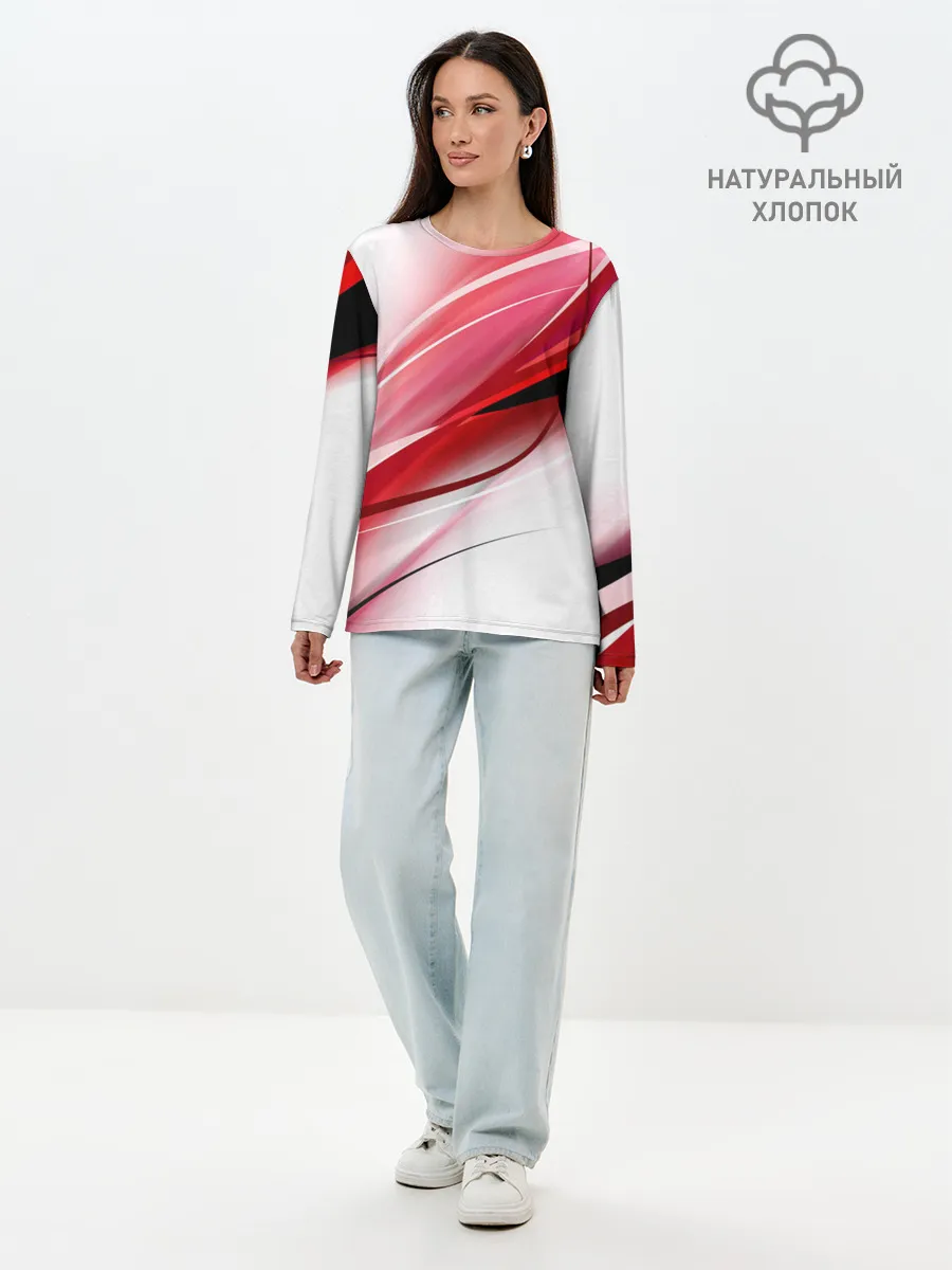 Лонгслив женский. Хлопок / Красная линия