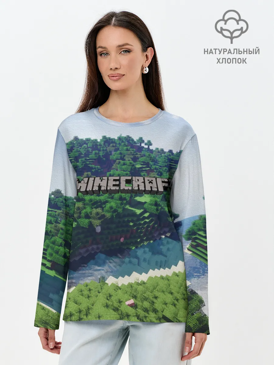 Лонгслив женский. Хлопок / Minecraft