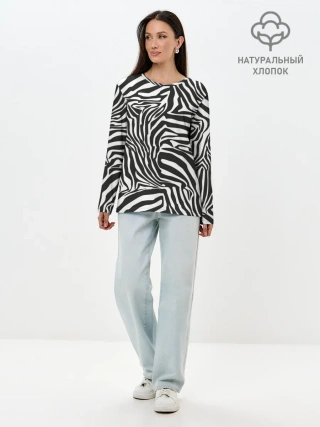 Лонгслив женский. Хлопок / Полосы зебры