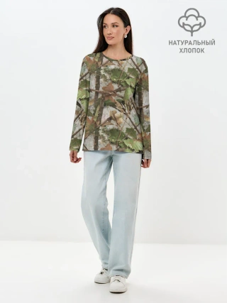 Лонгслив женский. Хлопок / Камуфляж