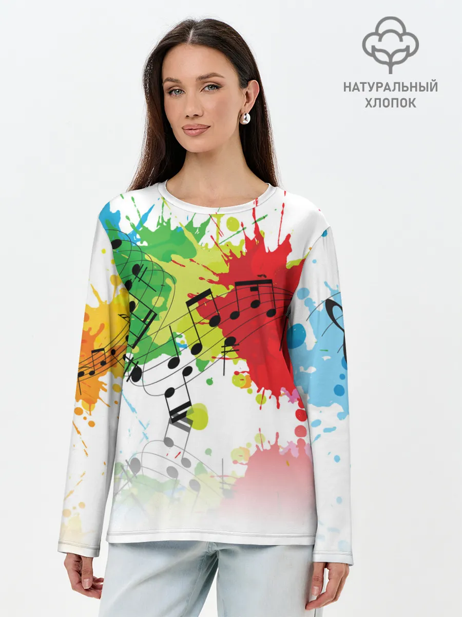 Лонгслив женский. Хлопок / Ноты color