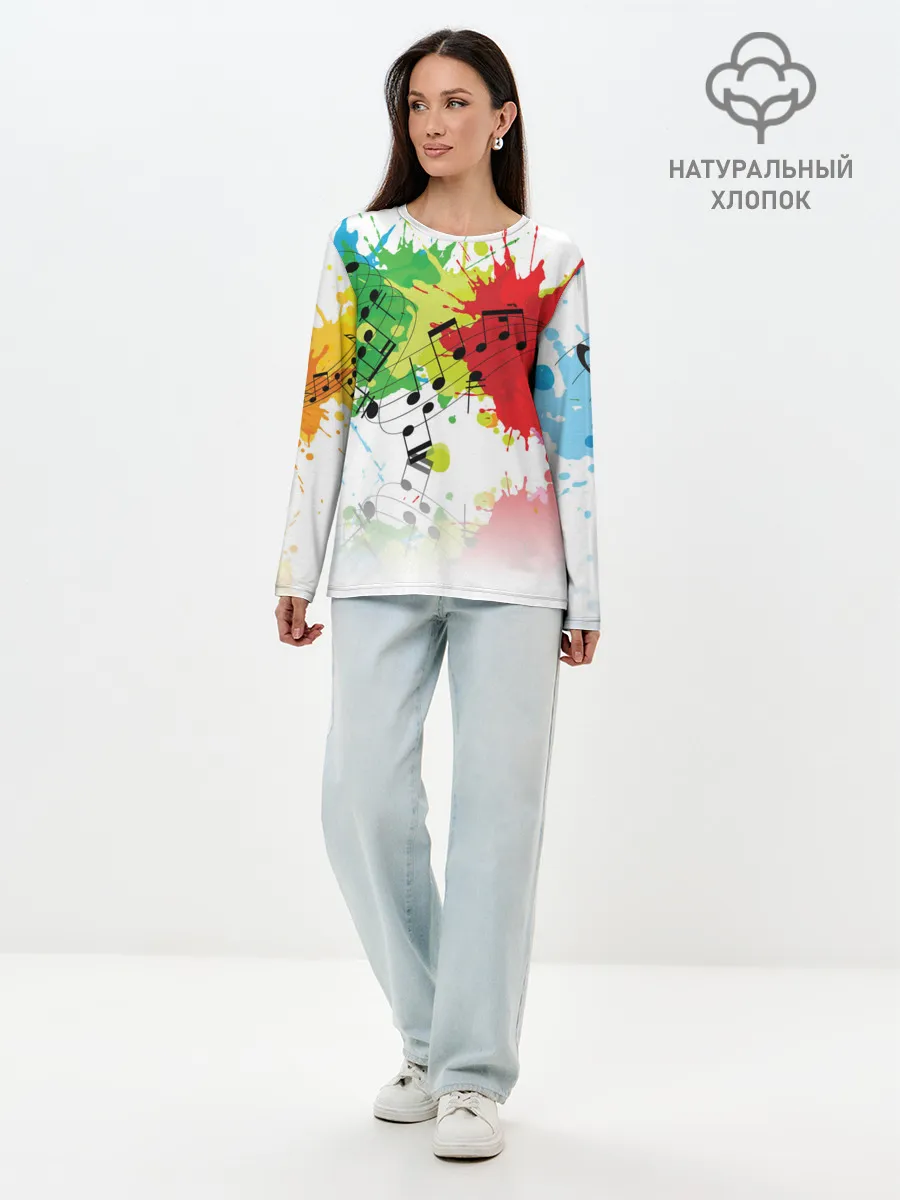 Лонгслив женский. Хлопок / Ноты color