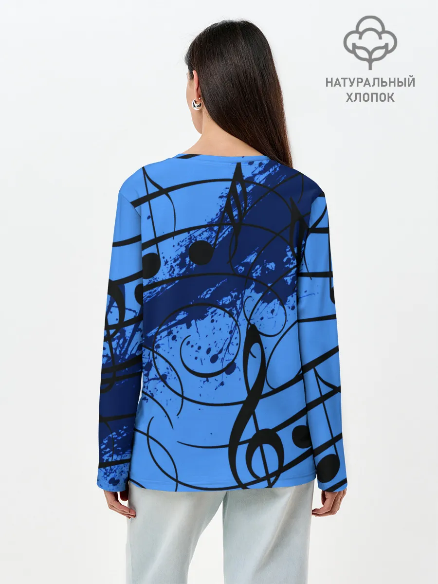 Лонгслив женский. Хлопок / Музыка