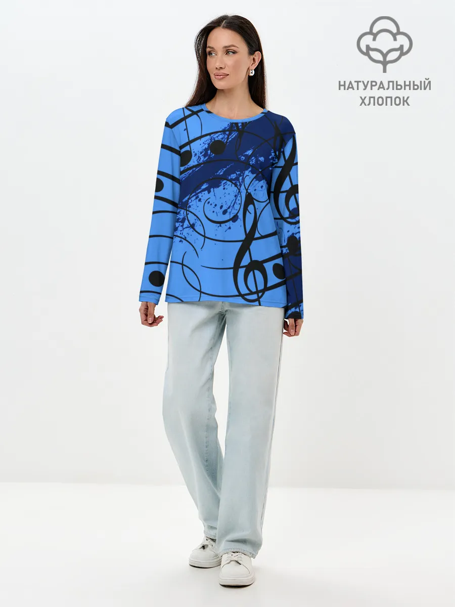 Лонгслив женский. Хлопок / Музыка