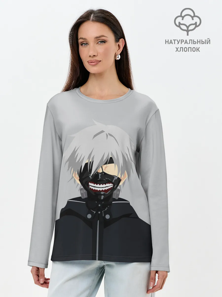Лонгслив женский. Хлопок / Kaneki Ken в маске