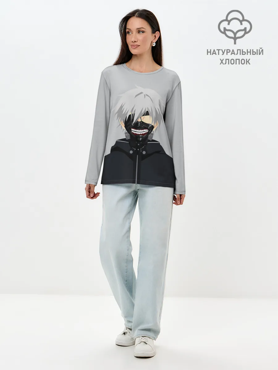 Лонгслив женский. Хлопок / Kaneki Ken в маске