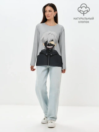 Лонгслив женский. Хлопок / Kaneki Ken в маске