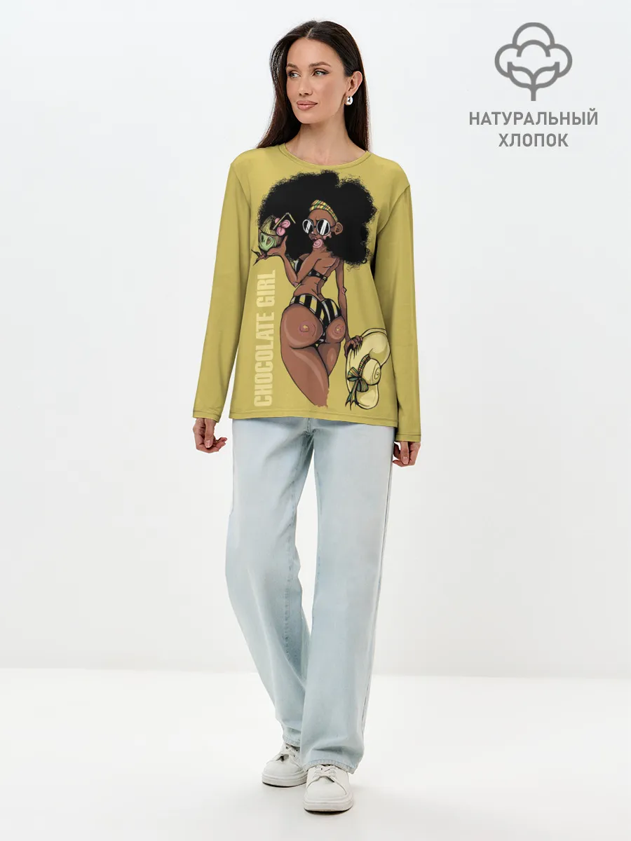 Лонгслив женский. Хлопок / Chocolate girl