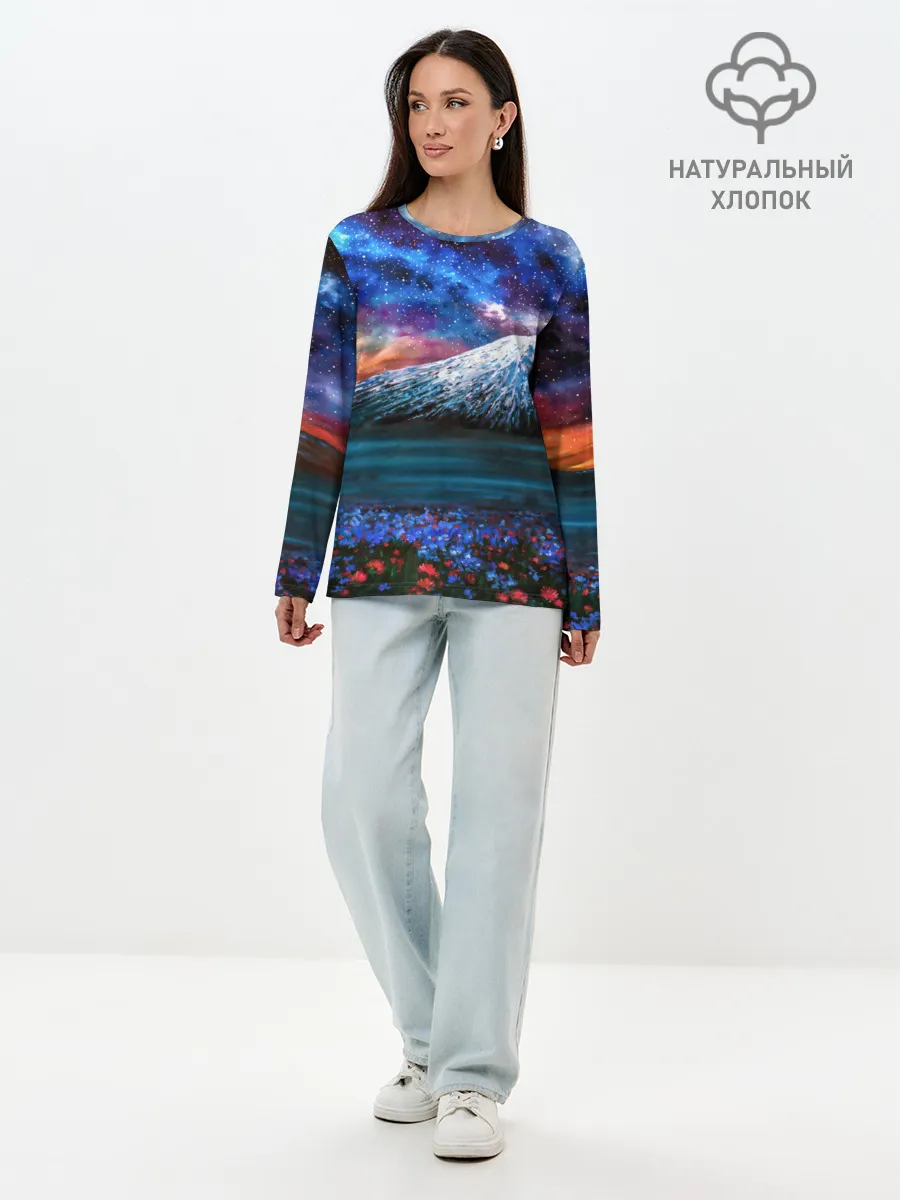 Лонгслив женский. Хлопок / Космос