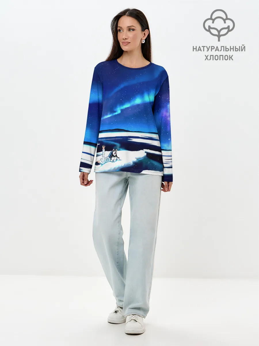 Лонгслив женский. Хлопок / Мальчик и Хаски