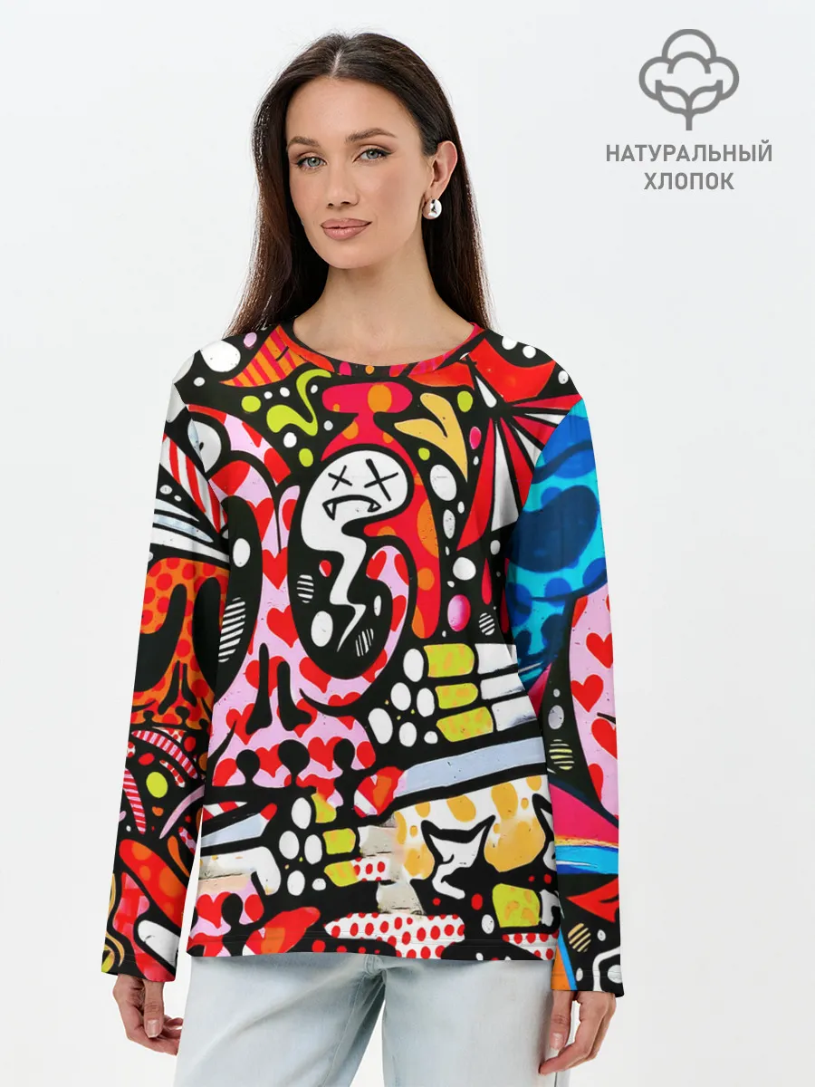 Лонгслив женский. Хлопок / Современное искусство