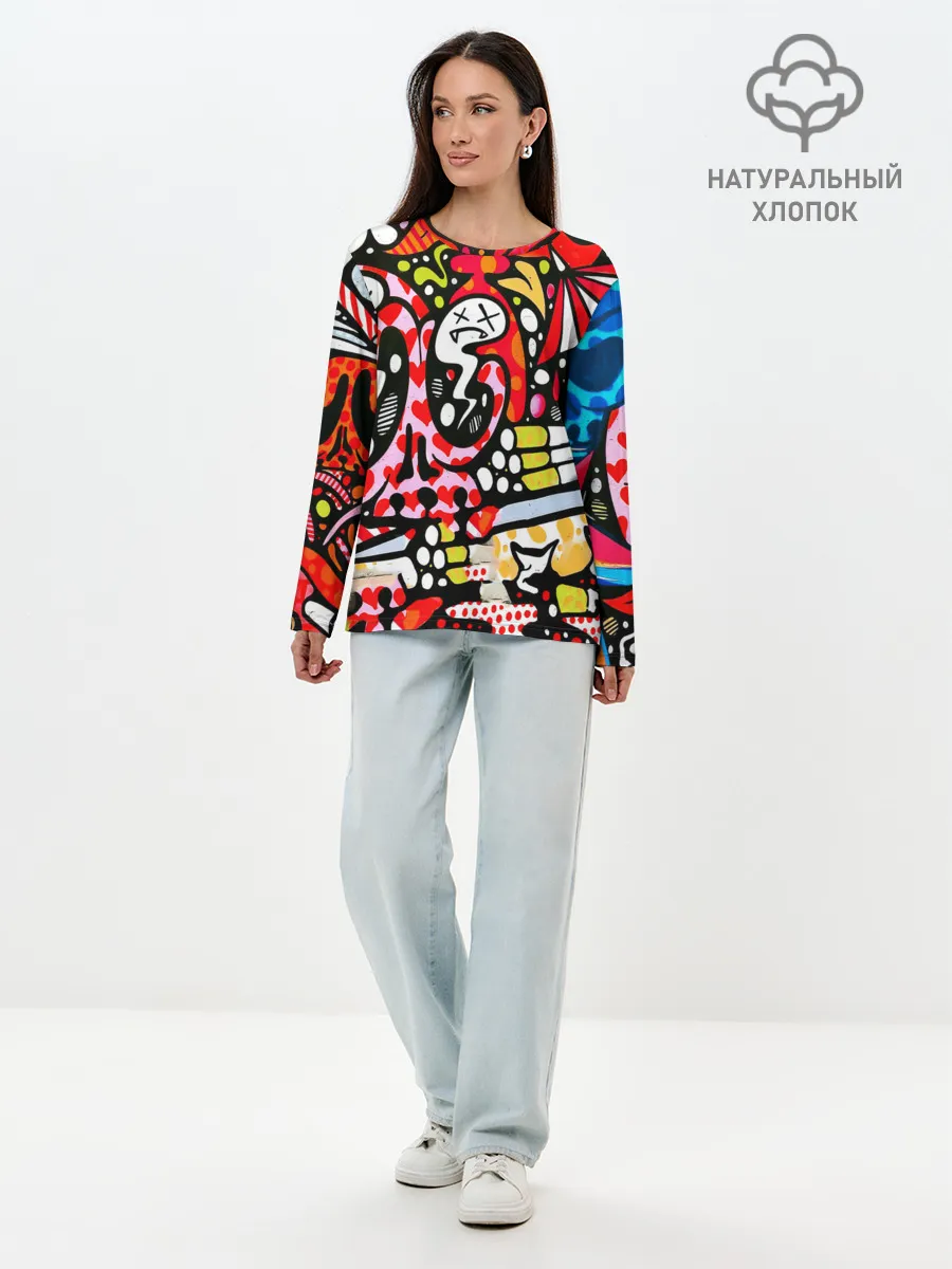 Лонгслив женский. Хлопок / Современное искусство