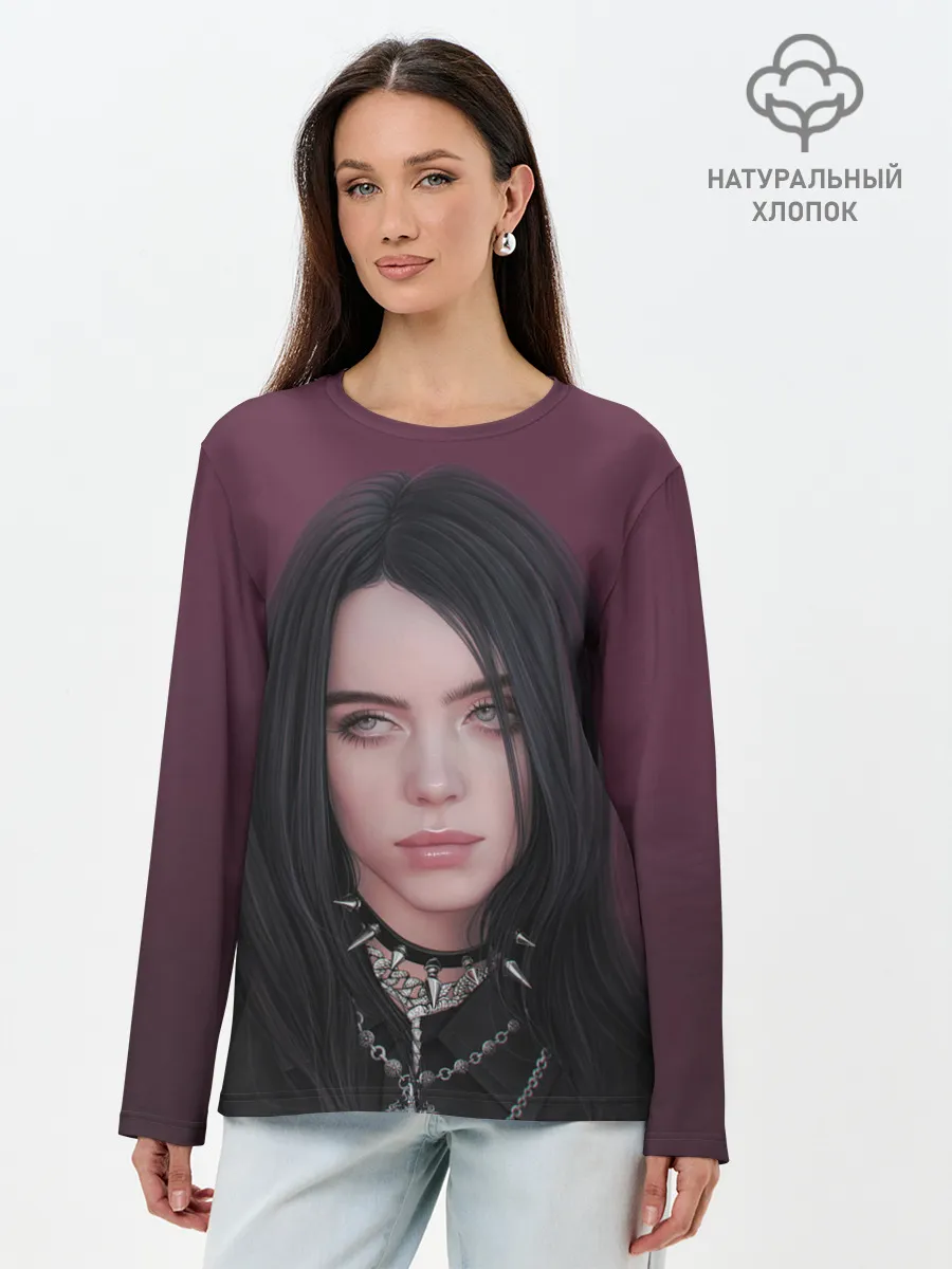 Лонгслив женский. Хлопок / Black Eilish