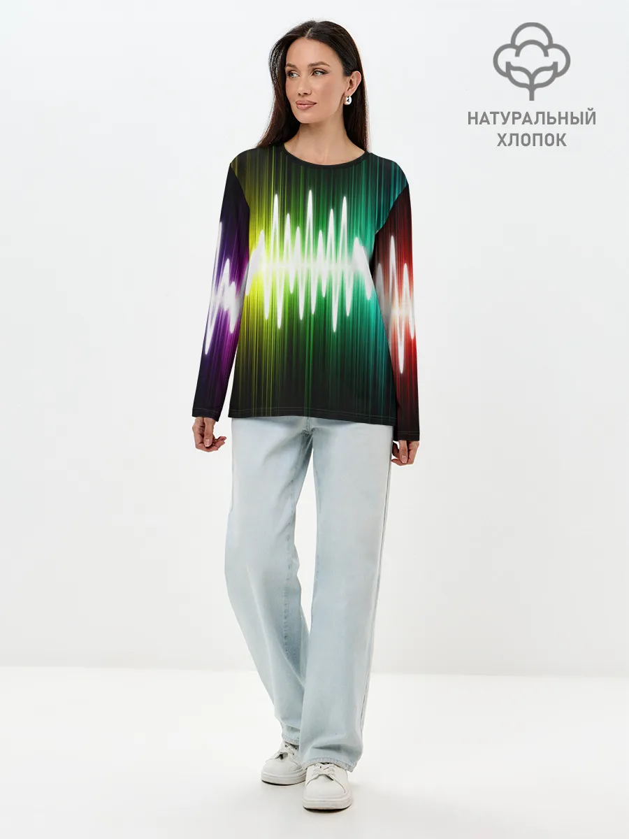 Лонгслив женский. Хлопок / music