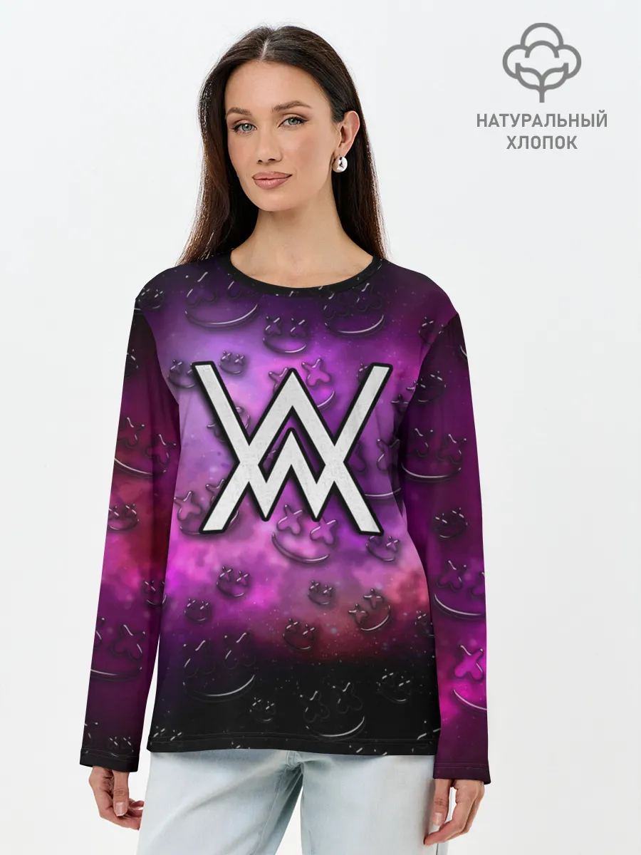 Лонгслив женский. Хлопок / Alan Walker & Marshmello
