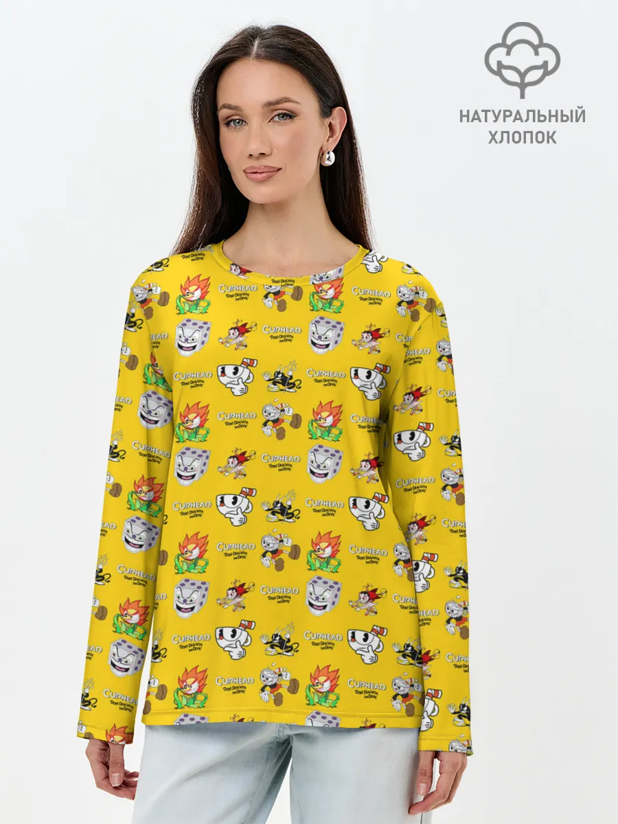 Лонгслив женский. Хлопок / Cuphead