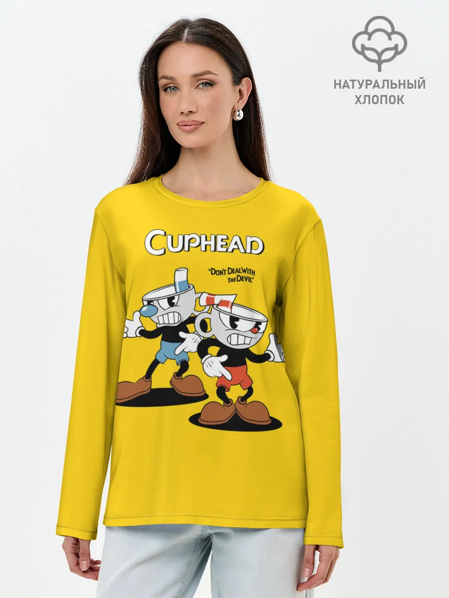 Лонгслив женский. Хлопок / Cuphead