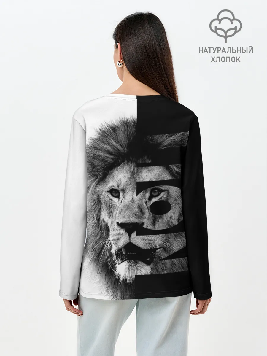 Лонгслив женский. Хлопок / Лев царь зверей