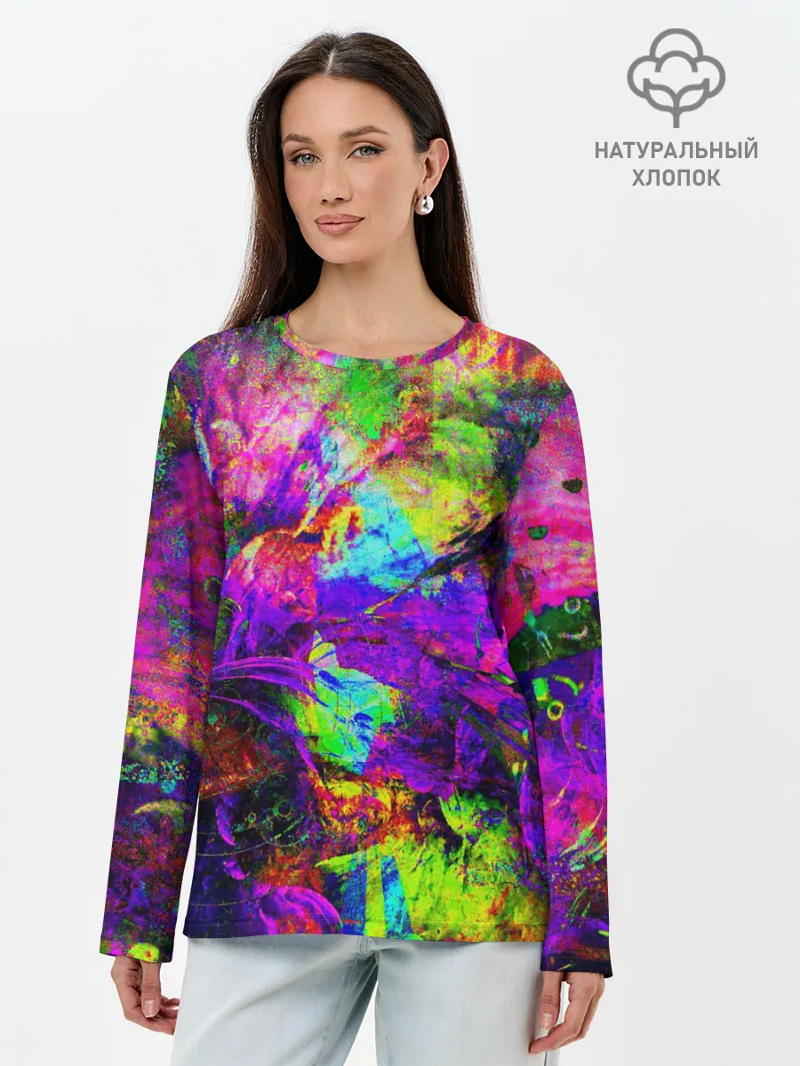 Лонгслив женский. Хлопок / Буйство цвета