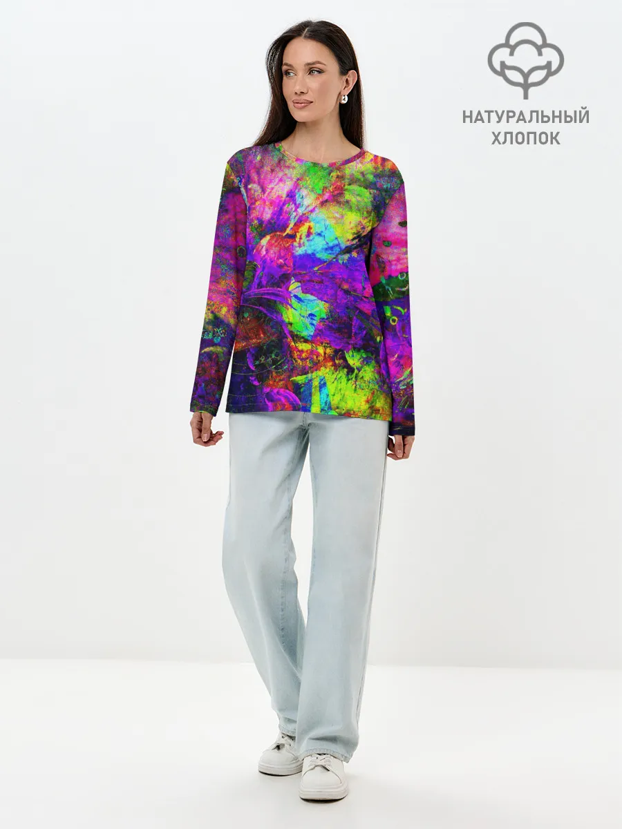Лонгслив женский. Хлопок / Буйство цвета