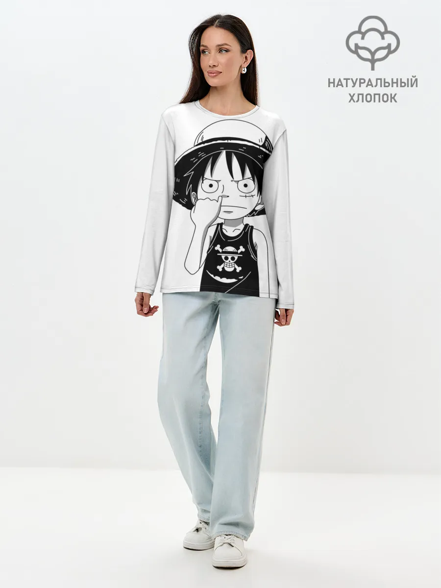 Лонгслив женский. Хлопок / палец в носу One Piece